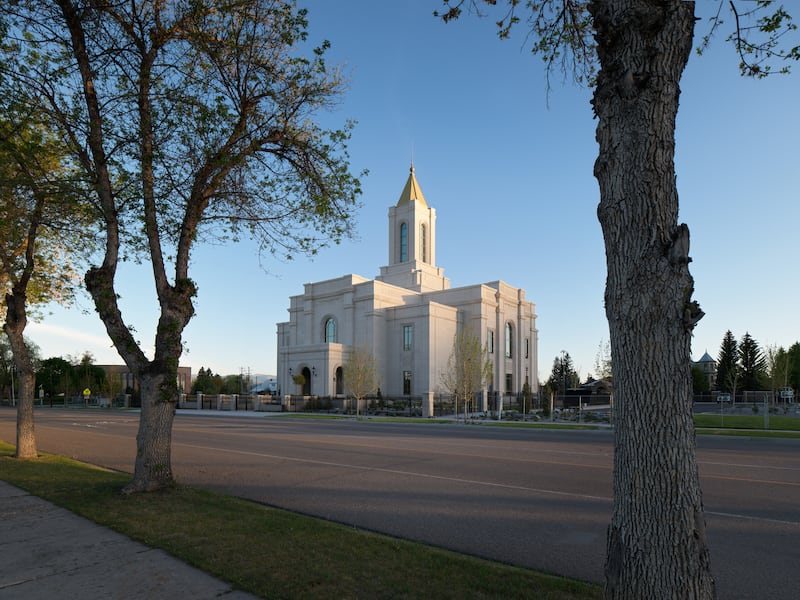 O Templo de Montpelier, Idaho, ao amanhecer.