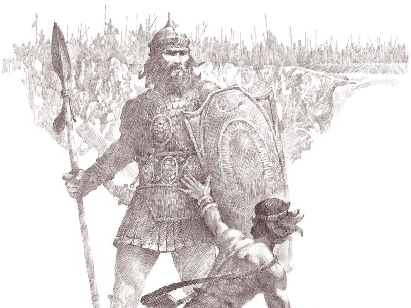 "David Slays Goliath" is by Ted Henninger.