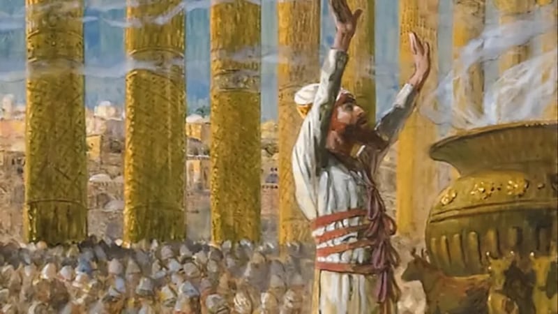 "Salomão Dedica o Templo em Jerusalém" é de autoria de James Tissot e outros.