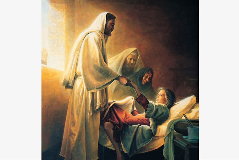 "Jesus ressuscitando a filha de Jairo," pelo artista Greg Olsen.