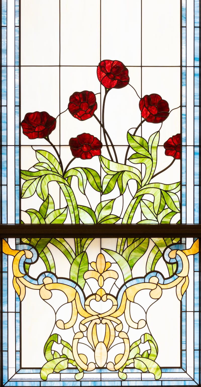 Designs de vidro artístico dentro do Templo de San Luis Potosí México.