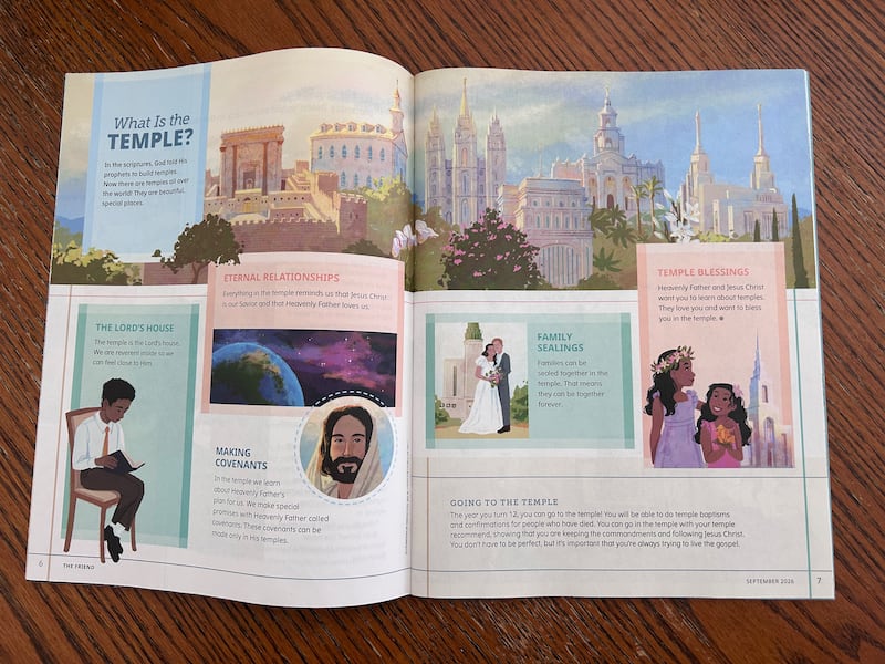 As páginas 6-7 da revista Friend de setembro de 2026 respondem à pergunta, "O que é o templo?"