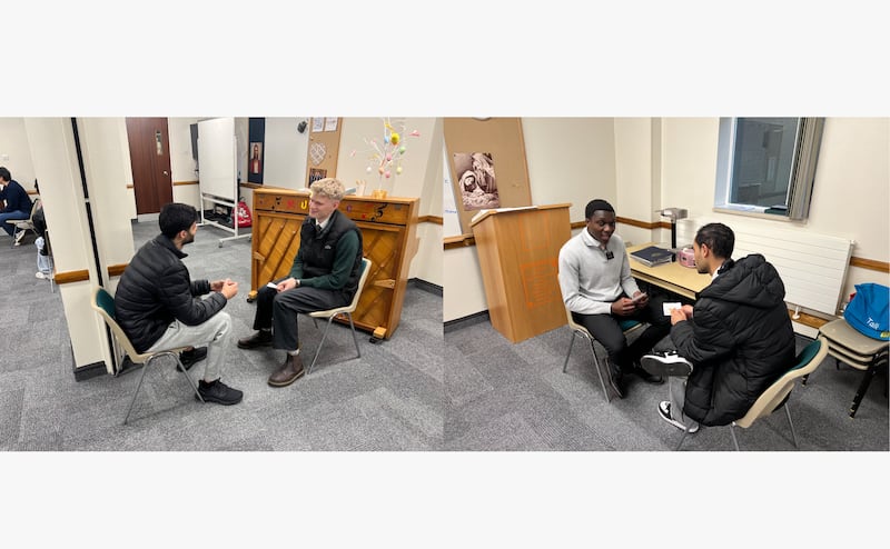 Missionários ajudam alunos do EnglishConnect a praticarem inglês durante uma aula em Southampton, Inglaterra, terça-feira, 14 de julho de 2026.