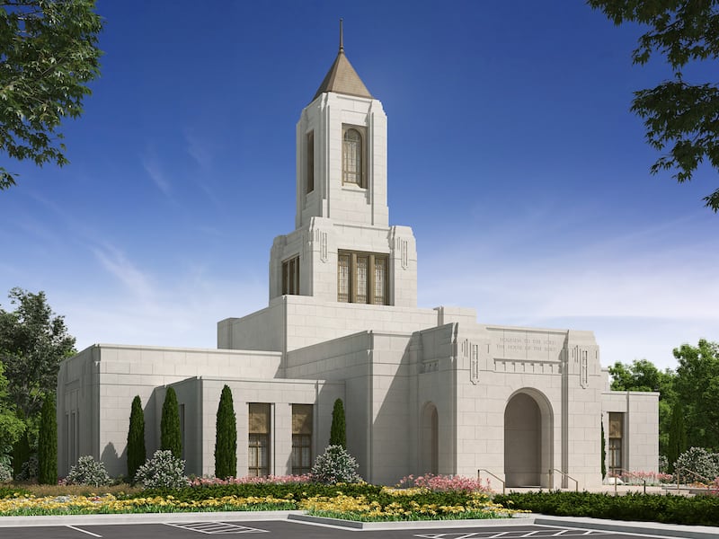 Ilustração do exterior do Templo de Wichita Kansas.