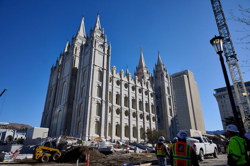 O andaime foi totalmente removido do Templo de Salt Lake em Salt Lake City. Foto tirada na quarta-feira, 11 de março de 2026.