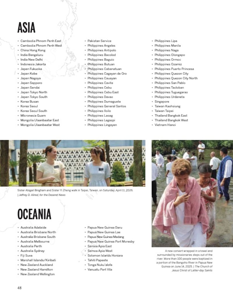 Parte da lista das 506 missões de A Igreja de Jesus Cristo dos Santos dos Últimos Dias.