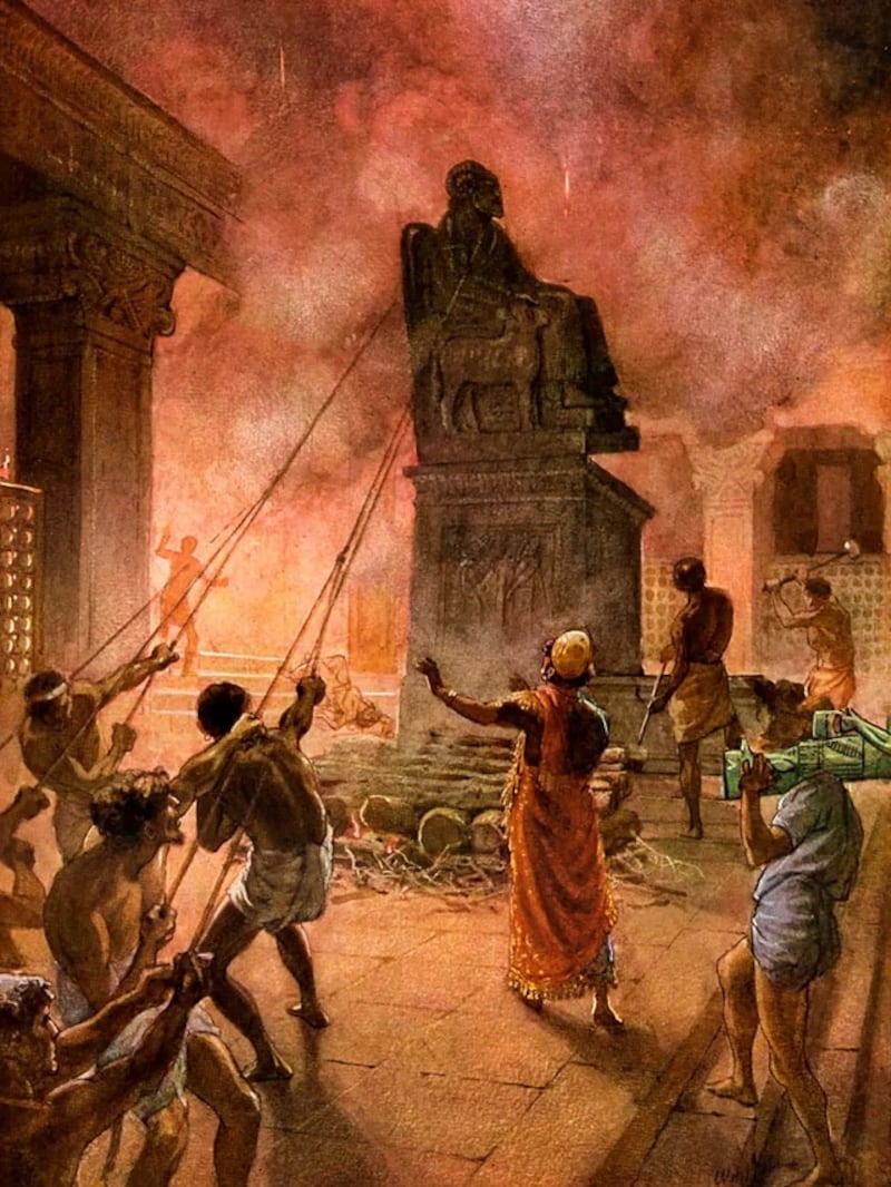Esta ilustração do povo de Josias removendo ídolos da cidade é de William Hole.