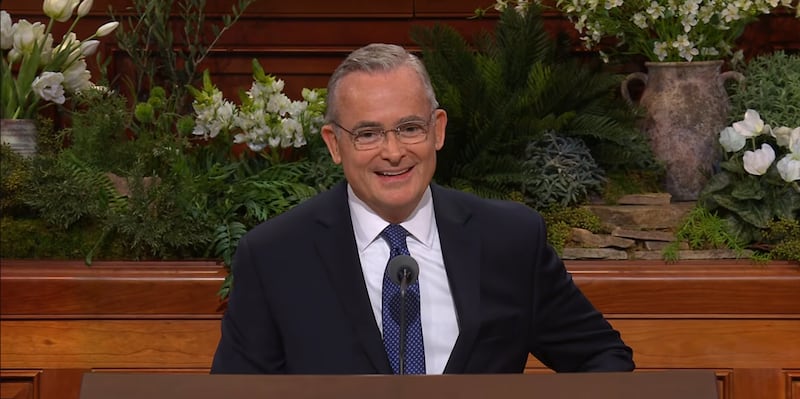 Elder Patrick Kearon of the Quorum of the Twelve Apostles speaks during the Saturday morning session of the 196th Annual General Conference.