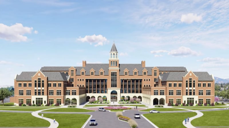 Uma ilustração da nova Faculdade de Medicina de Brigham Young University.