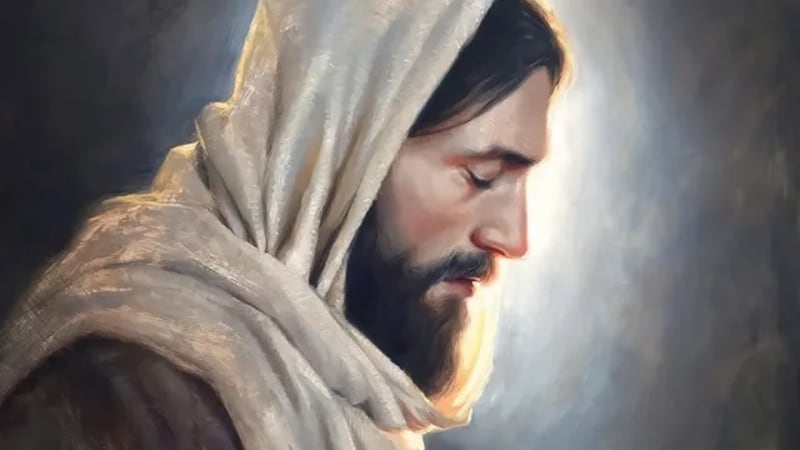 "Nossa Luz" de Dan Wilson é um retrato de Jesus Cristo com a cabeça inclinada em oração.