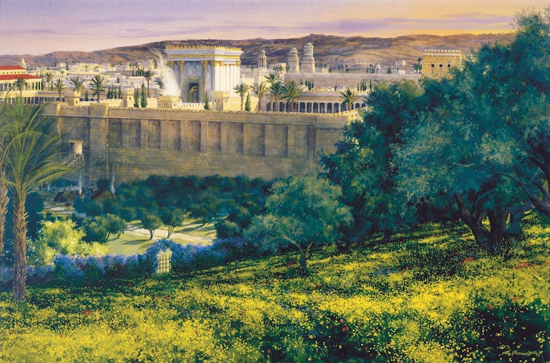 "My Father's House," by Al Rounds, depicts the temple in Jerusalem.